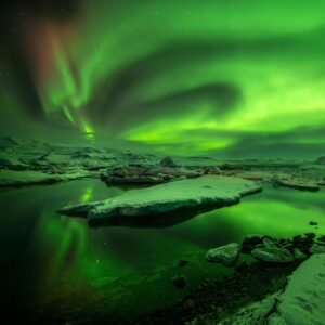 Aurora Boreal, em Jökulsárlón